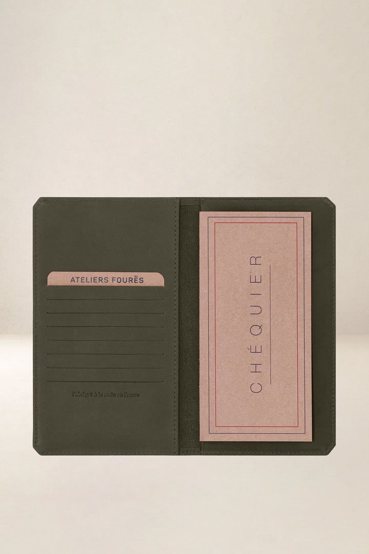 Petite maroquinerie en cuir pleine fleur CRONOS coloris bronze, vue intérieure – Ateliers Fourès
