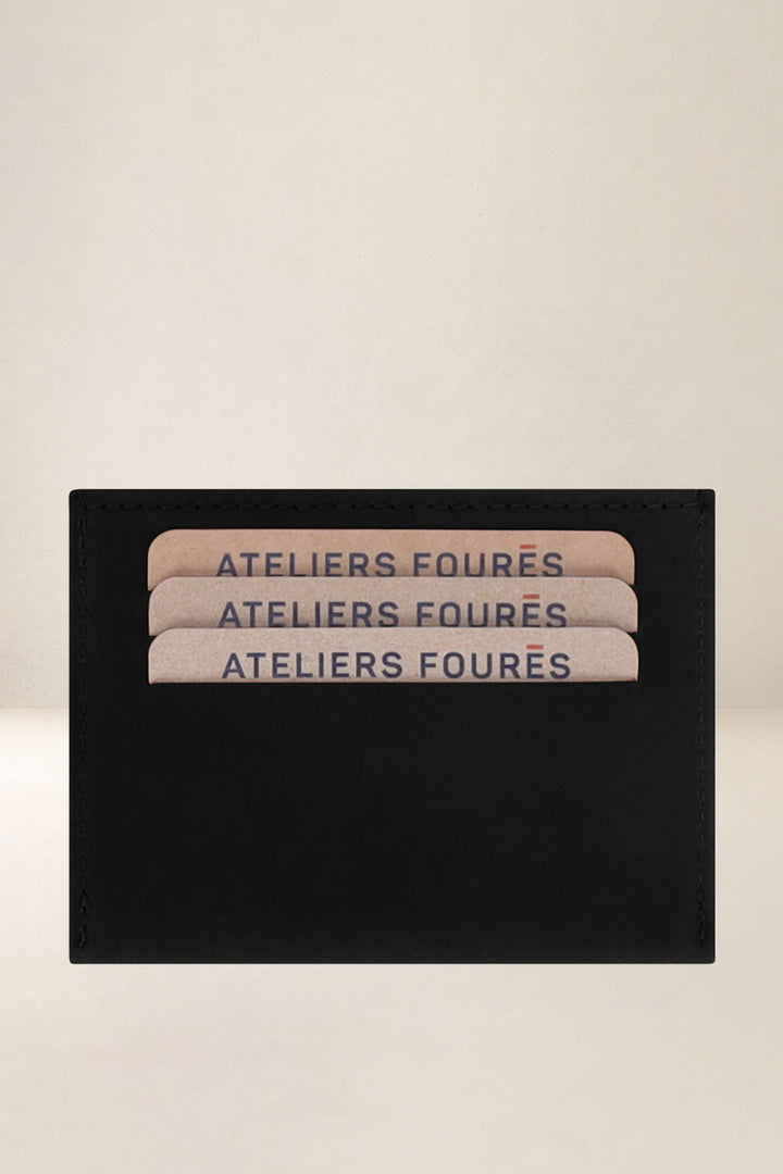 Portefeuille en cuir pleine fleur CENTAURE coloris noir, vue de dos – Ateliers Fourès