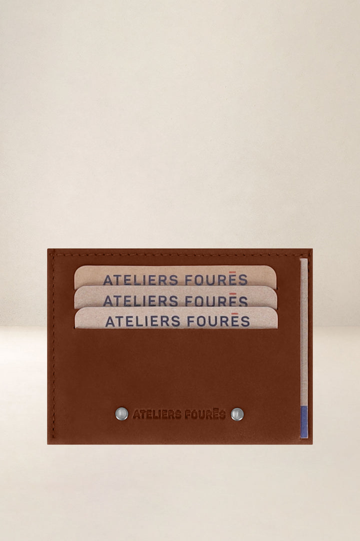 Portefeuille en cuir pleine fleur CENTAURE coloris fauve, vue d’ensemble – Ateliers Fourès
