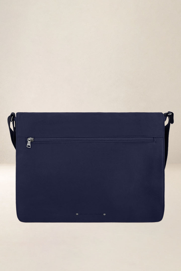 Sac de travail en cuir pleine fleur ATTIS coloris marine, vue d’ensemble – Ateliers Fourès