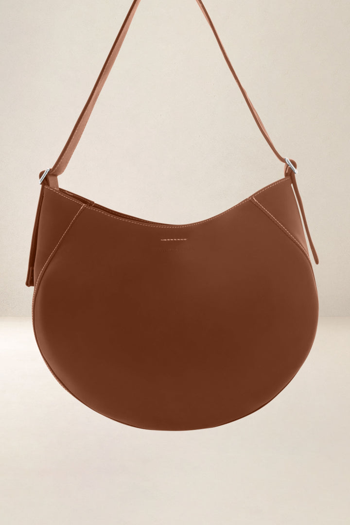 Sac à main en cuir pleine fleur ETNA coloris fauve, vue d’ensemble – Ateliers Fourès