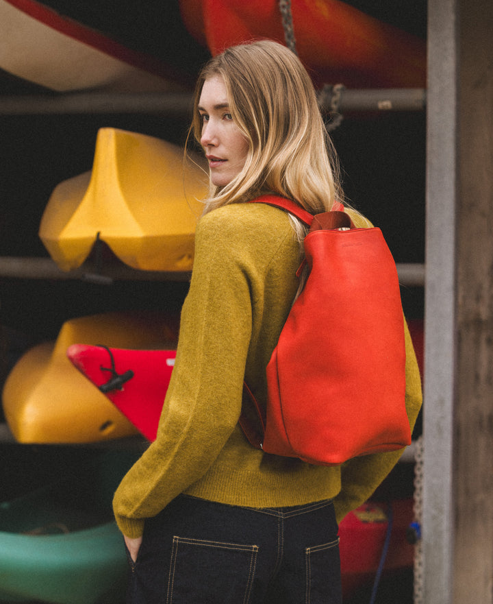 Sac à dos Psyché grand format en coloris orange confite
