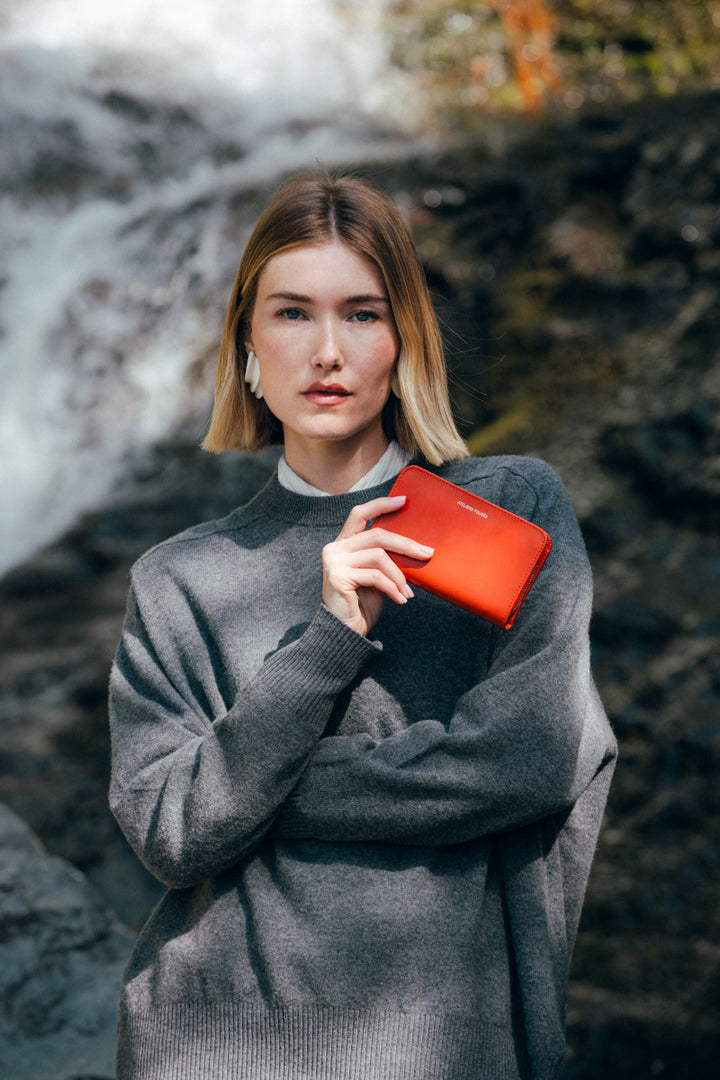 Portefeuille Perséphone en coloris orange confite