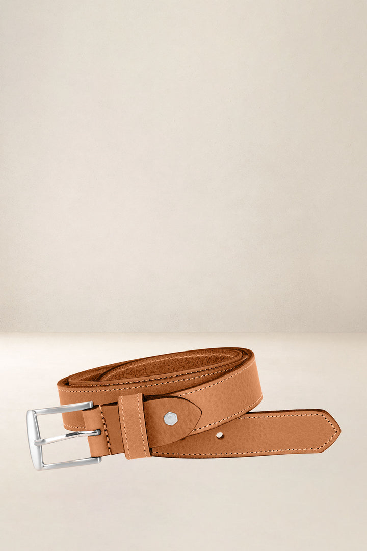 Ceinture en cuir pleine fleur HÊTRE coloris Missouri gold, vue de face n°1 – Ateliers Fourès