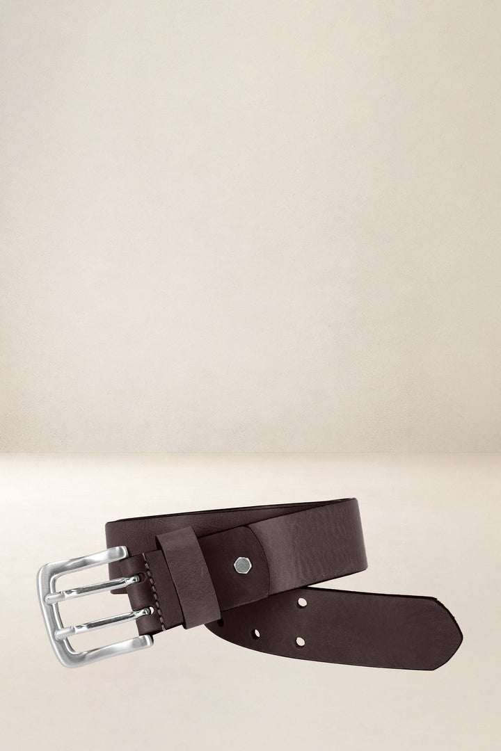 Ceinture en cuir pleine fleur ÉRABLE coloris Missouri marron, vue de face n°1 – Ateliers Fourès