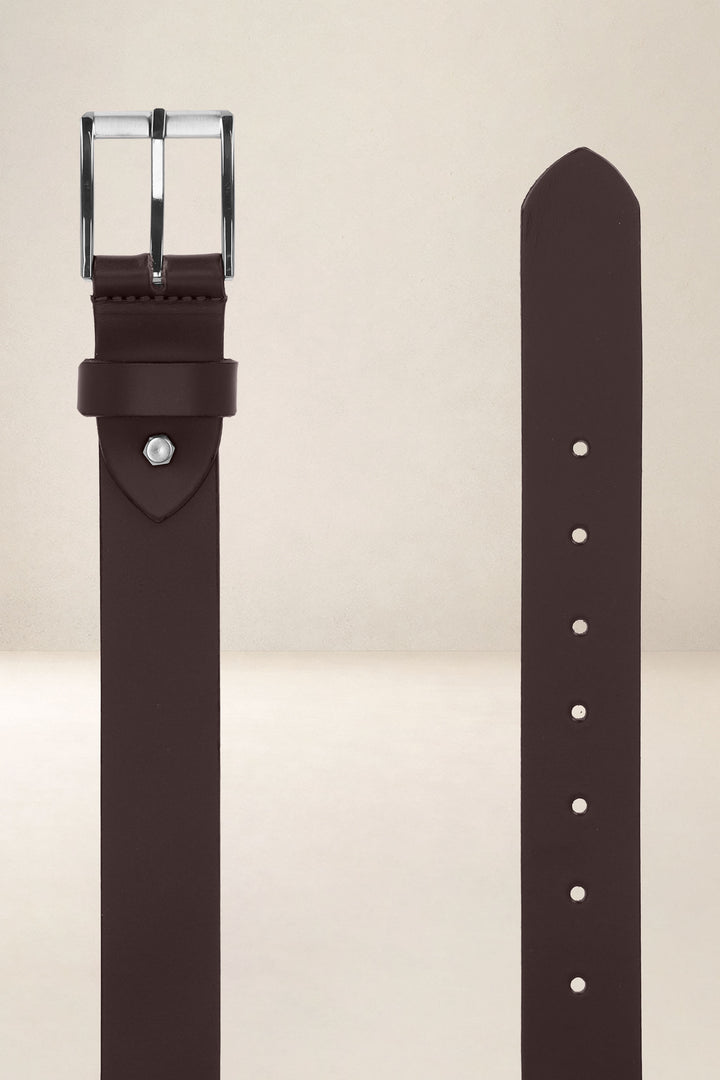 Ceinture en cuir pleine fleur CÈDRE coloris marron, vue de face n°2 – Ateliers Fourès