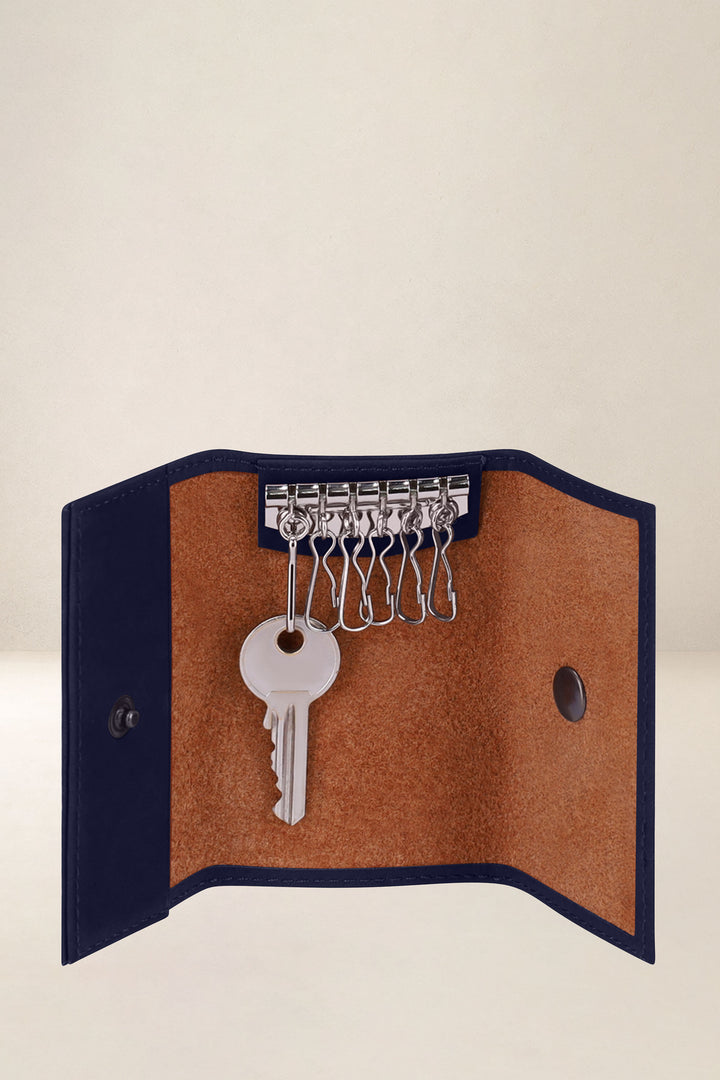 Accessoire en cuir en cuir pleine fleur ILION coloris marine, vue intérieure n°1 – Ateliers Fourès