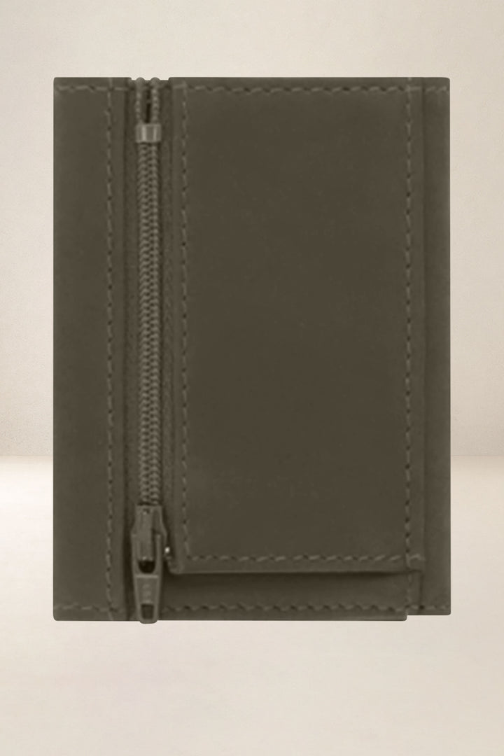 Portefeuille compact en cuir pleine fleur THASOS coloris bronze, vue de dos – Ateliers Fourès