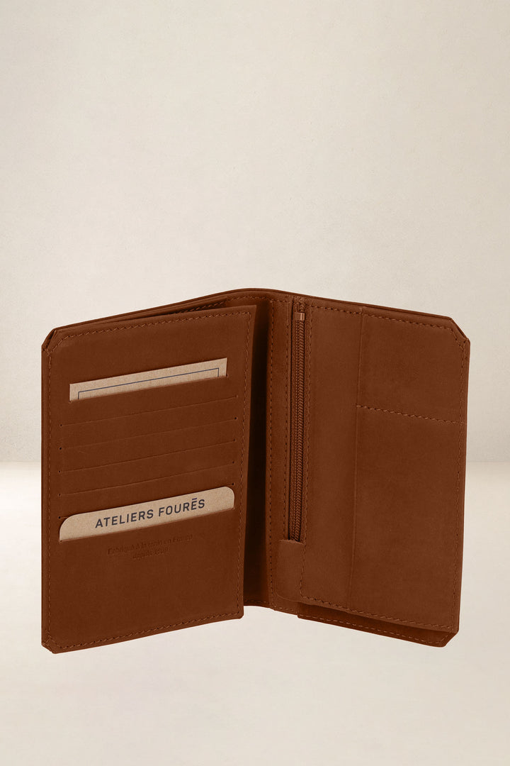 Grand portefeuille en cuir pleine fleur PROMÉTHÉE coloris fauve, vue intérieure n°4 – Ateliers Fourès