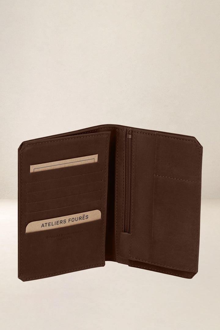 Grand portefeuille en cuir pleine fleur PROMÉTHÉE coloris cognac, vue intérieure n°4 – Ateliers Fourès