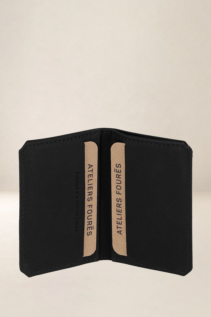 Porte-cartes en cuir pleine fleur POLLUX coloris noir, vue intérieure n°2 – Ateliers Fourès