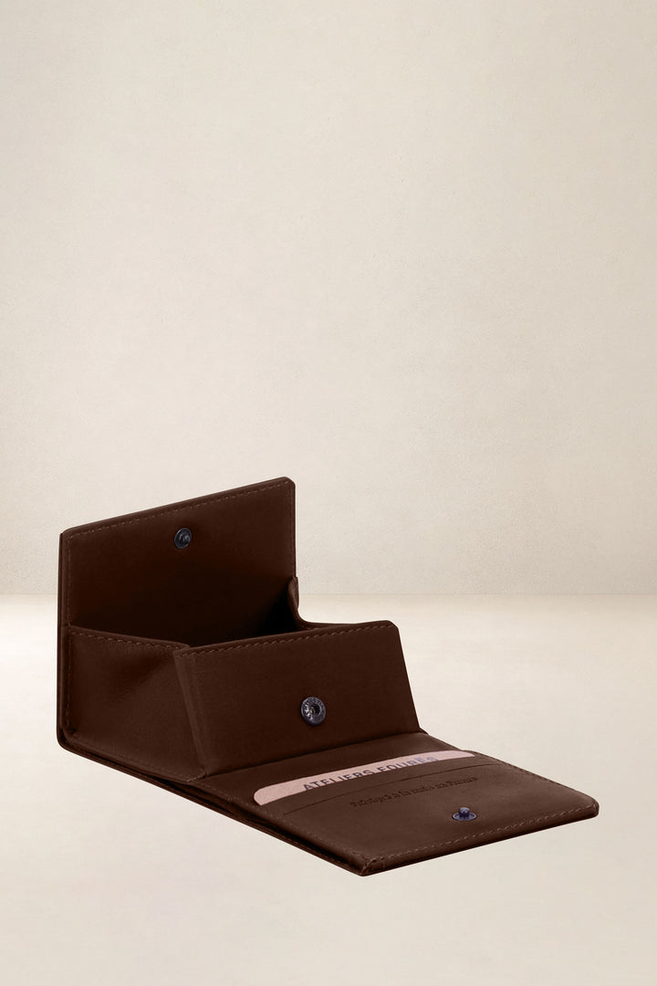 Porte-monnaie en cuir pleine fleur MINOTAURE coloris cognac, vue intérieure n°4 – Ateliers Fourès
