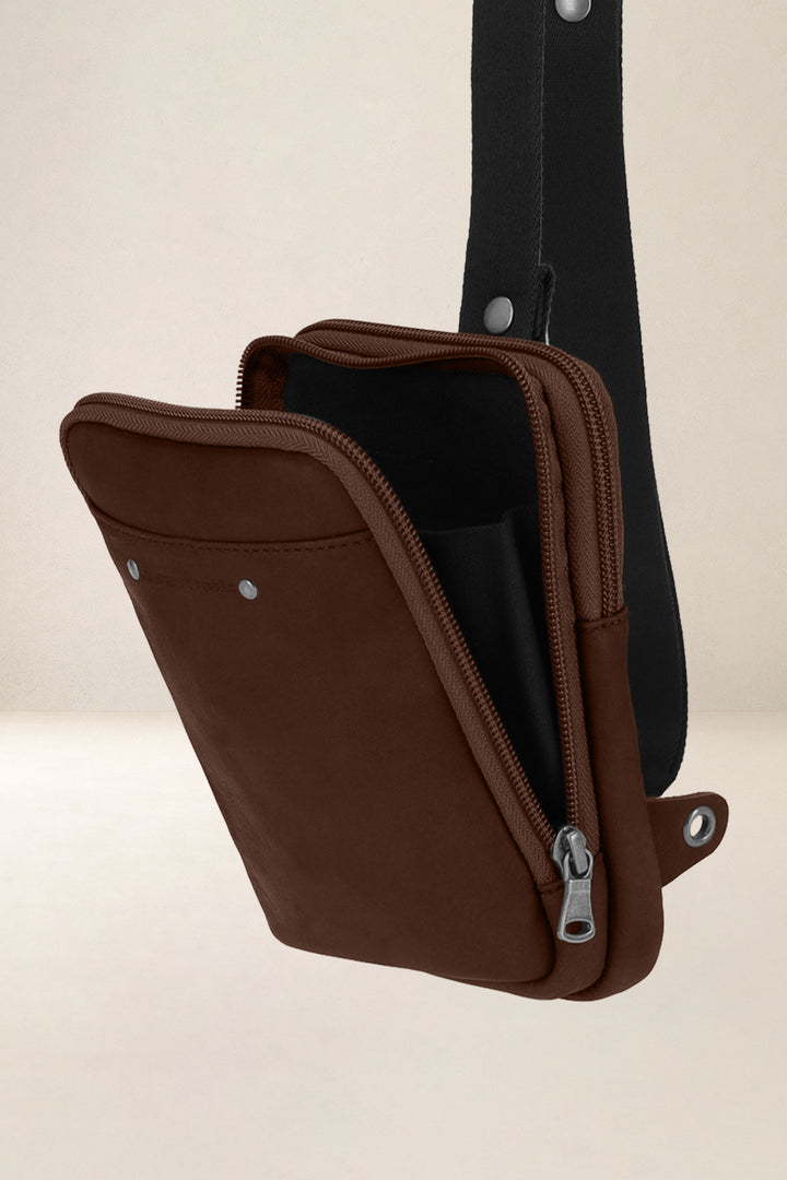 Holster en cuir pleine fleur ORION coloris cognac, vue intérieure – Ateliers Fourès