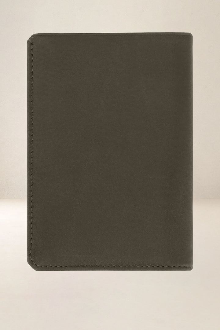 Portefeuille medium en cuir pleine fleur PHÉBUS coloris bronze, vue de dos – Ateliers Fourès