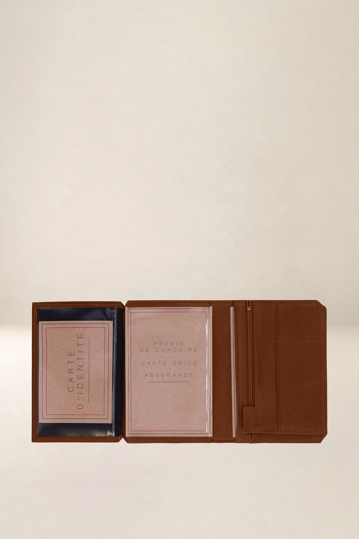 Grand portefeuille en cuir pleine fleur PROMÉTHÉE coloris fauve, vue intérieure n°2 – Ateliers Fourès
