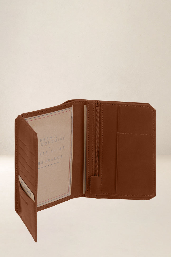 Grand portefeuille en cuir pleine fleur PROMÉTHÉE coloris fauve, vue intérieure n°4 – Ateliers Fourès