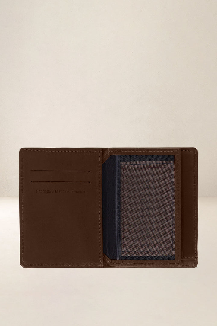 Portefeuille compact en cuir pleine fleur PÉGASE coloris cognac, vue intérieure n°3 – Ateliers Fourès