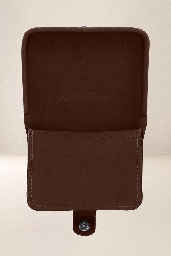 Porte-cartes en cuir pleine fleur ÉLÉOS coloris cognac, vue intérieure n°1 – Ateliers Fourès