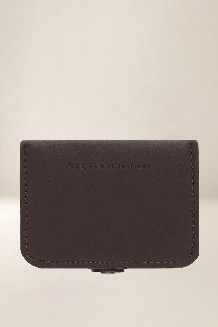 Porte-cartes en cuir pleine fleur ÉLÉOS coloris mustang, vue de dos – Ateliers Fourès