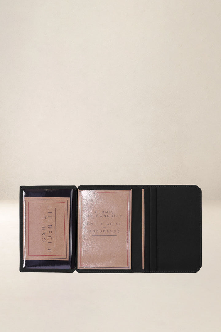 Grand portefeuille en cuir pleine fleur PROMÉTHÉE coloris noir, vue intérieure n°2 – Ateliers Fourès
