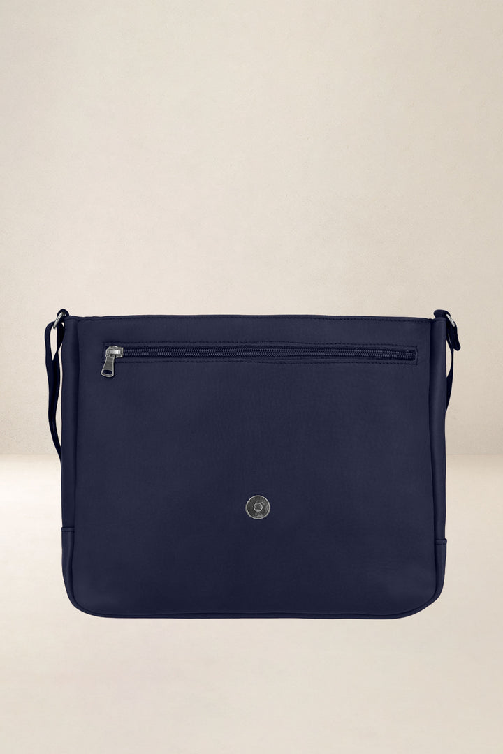 Sac de travail en cuir pleine fleur PAN coloris marine, vue intérieure – Ateliers Fourès