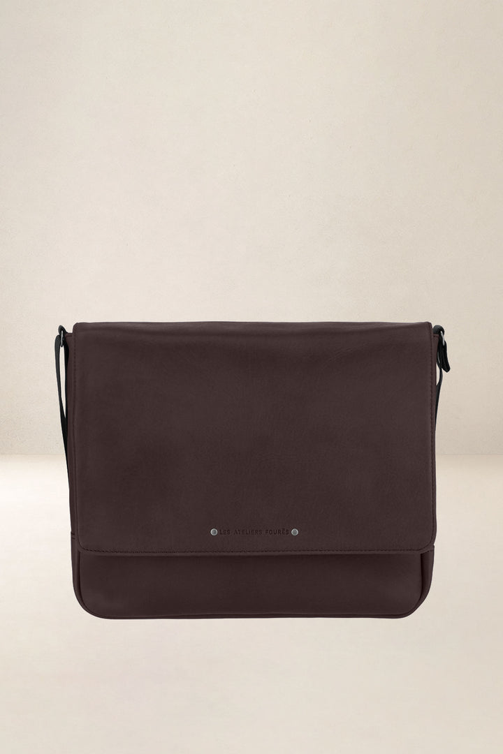 Sac de travail en cuir pleine fleur PAN coloris mustang, vue d’ensemble – Ateliers Fourès