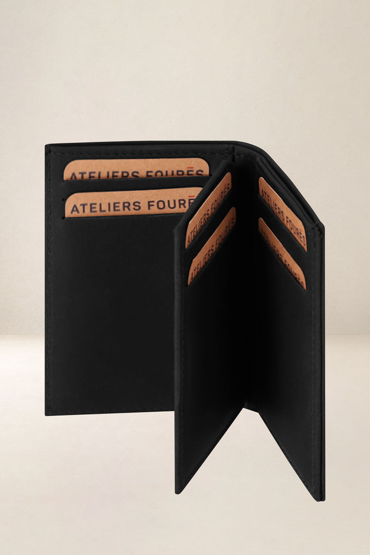 Portefeuille compact en cuir pleine fleur POLLUX coloris noir, vue intérieure n°2 – Ateliers Fourès