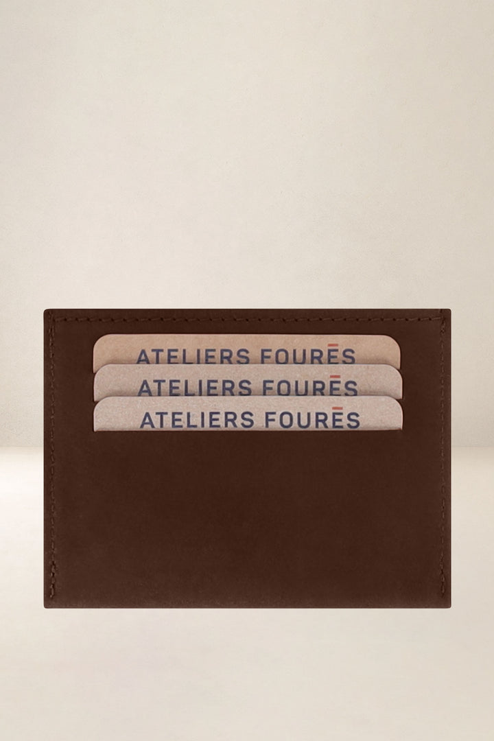 Portefeuille en cuir pleine fleur CENTAURE coloris cognac, vue de dos – Ateliers Fourès