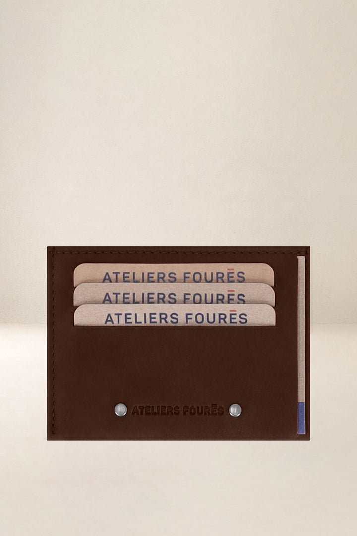 Portefeuille en cuir pleine fleur CENTAURE coloris cognac, vue d’ensemble – Ateliers Fourès