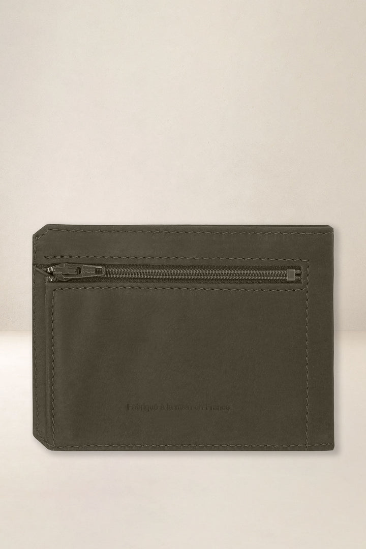 Porte-cartes en cuir pleine fleur CENTAURE coloris bronze, vue de dos – Ateliers Fourès