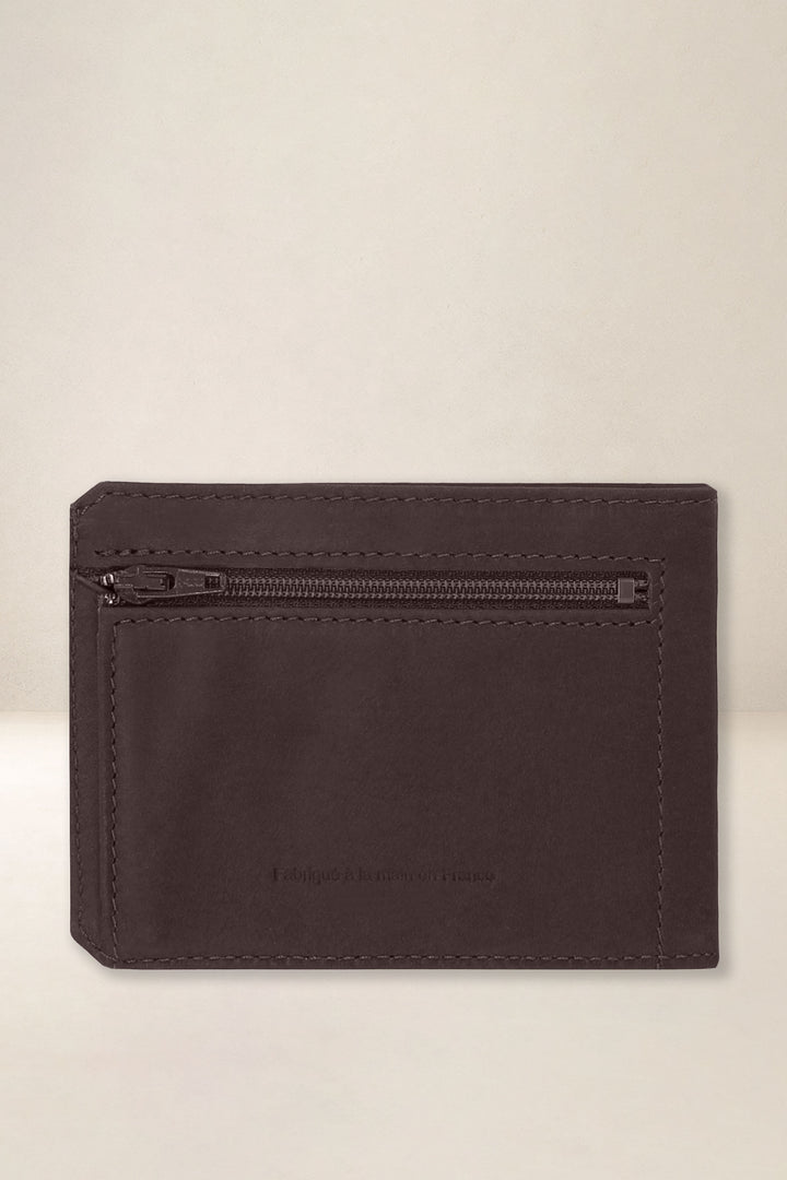 Porte-cartes en cuir pleine fleur CENTAURE coloris mustang, vue de dos – Ateliers Fourès