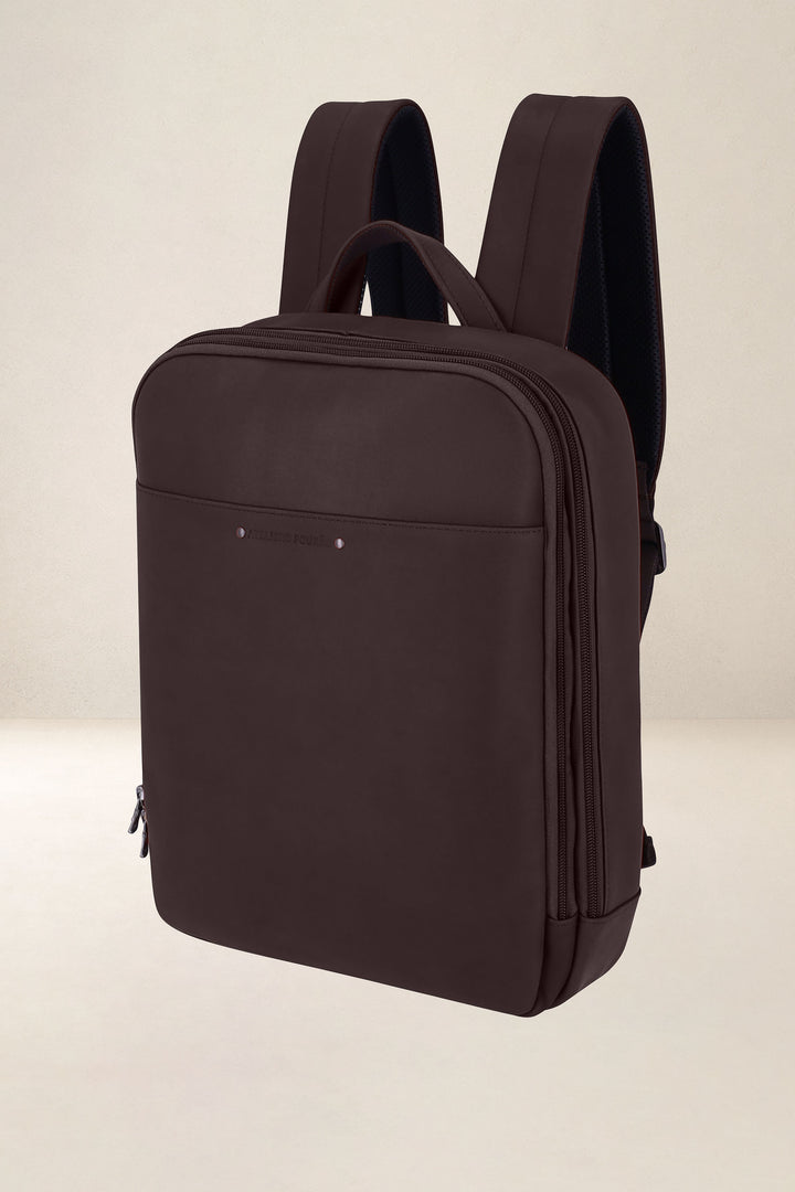 Sac à dos en cuir pleine fleur ARGONAUTE coloris mustang, vue de profil n°1 – Ateliers Fourès