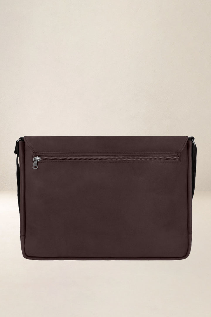 Sac de travail en cuir pleine fleur ATTIS coloris mustang, vue de dos – Ateliers Fourès