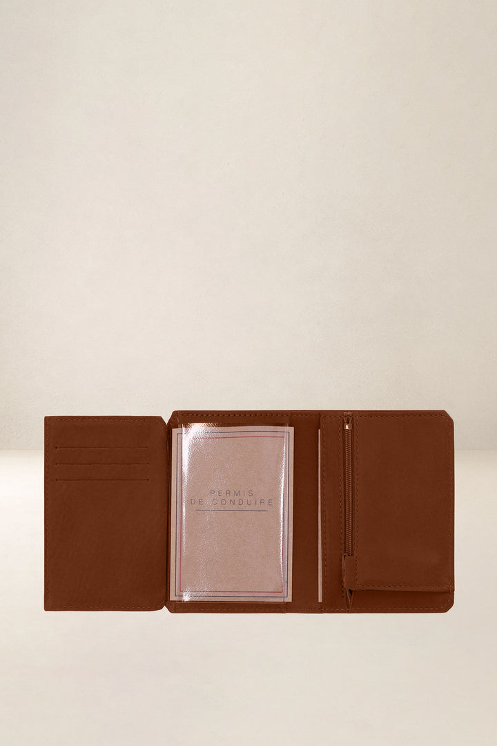 Portefeuille medium en cuir pleine fleur ACHILLE coloris fauve, vue intérieure n°2 – Ateliers Fourès