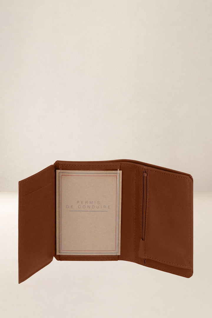Portefeuille medium en cuir pleine fleur ACHILLE coloris fauve, vue intérieure n°3 – Ateliers Fourès