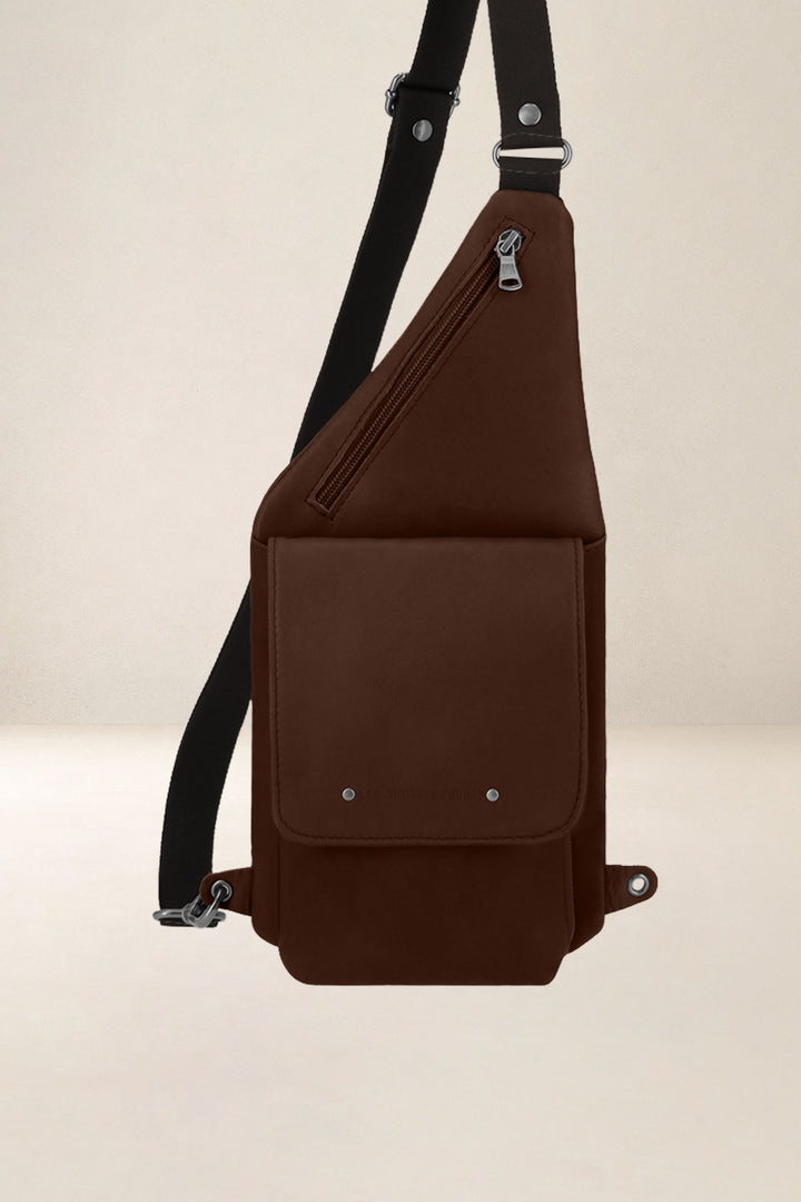 Holster en cuir pleine fleur DIONYSOS coloris cognac, vue d’ensemble – Ateliers Fourès