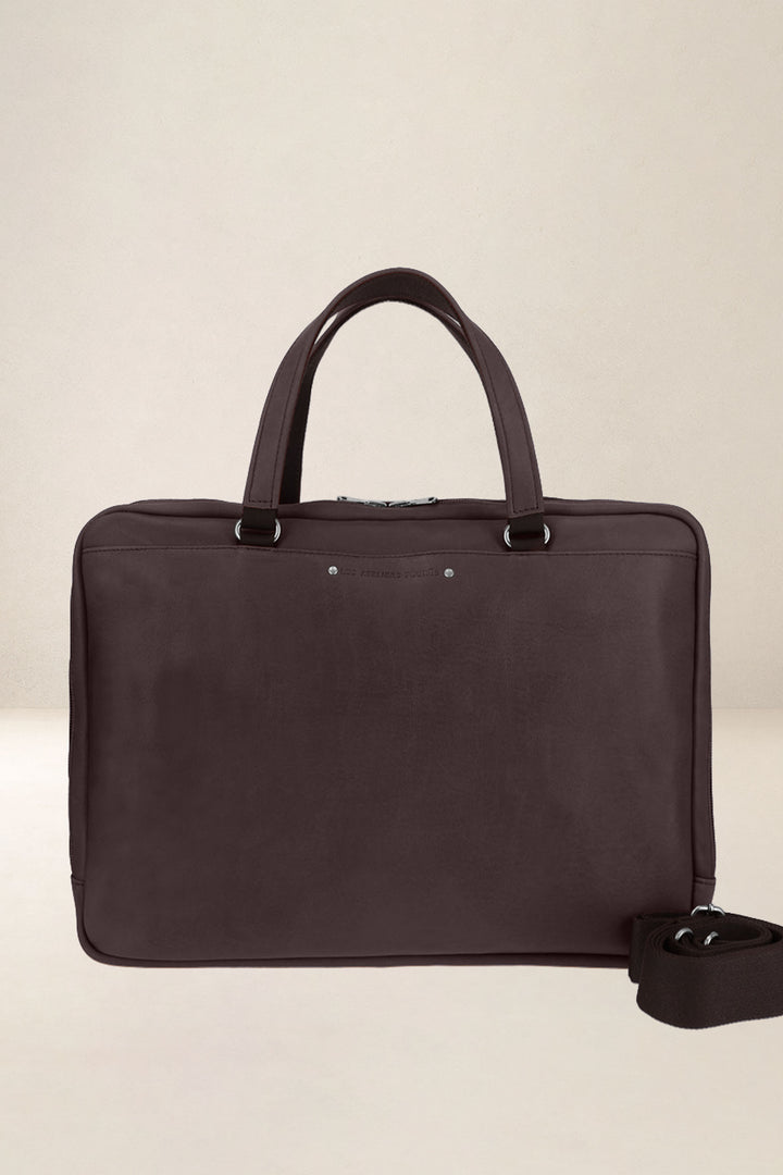 Sac de travail en cuir pleine fleur ITHAQUE coloris mustang, vue d’ensemble – Ateliers Fourès