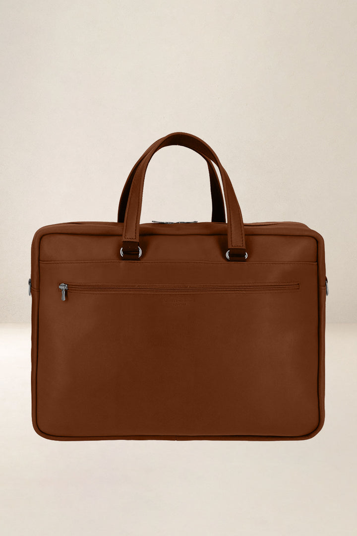 Sac de travail en cuir pleine fleur ITHAQUE coloris fauve, vue intérieure – Ateliers Fourès