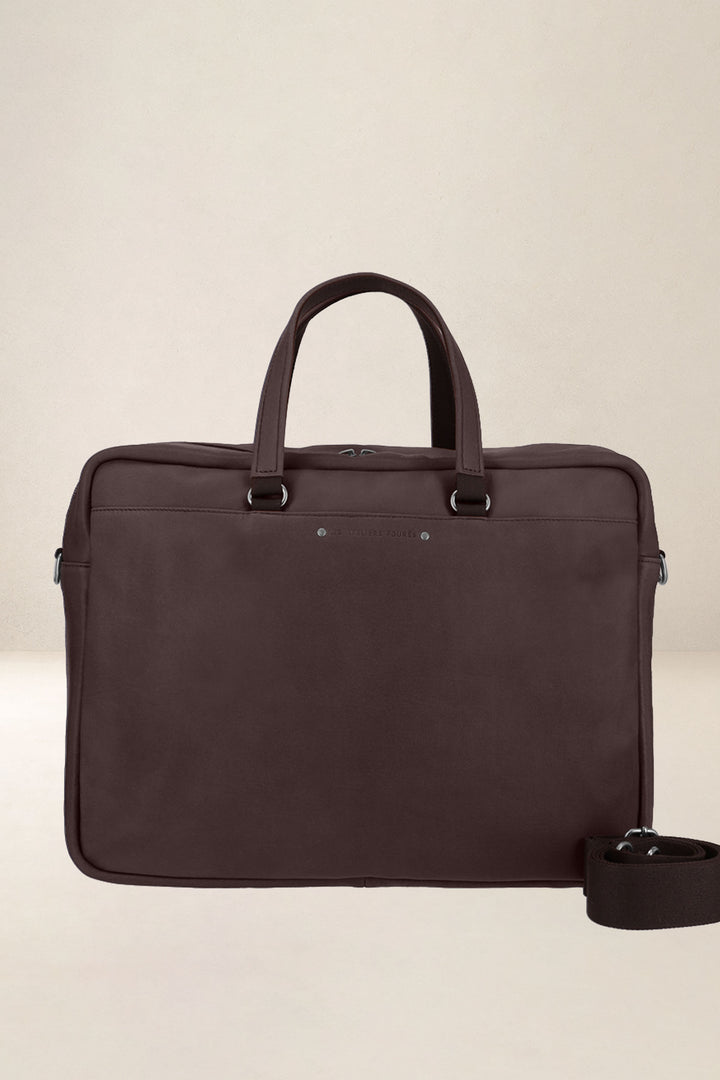 Sac de travail en cuir pleine fleur ITHAQUE coloris mustang, vue d’ensemble – Ateliers Fourès