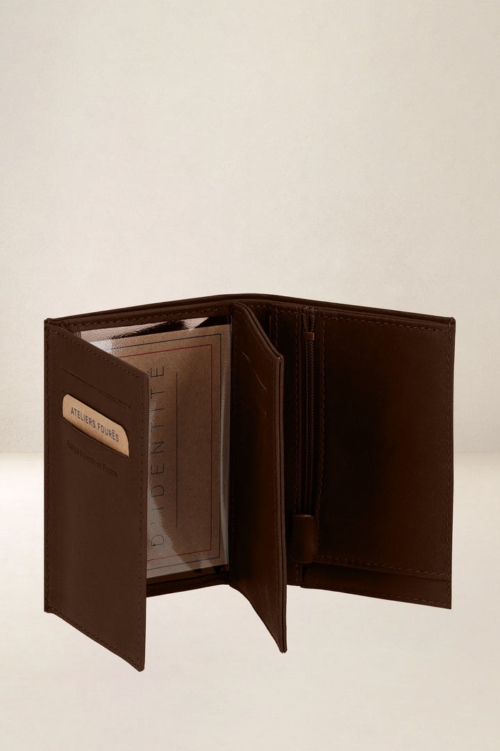 Portefeuille medium en cuir pleine fleur ACHILLE coloris cognac, vue intérieure n°4 – Ateliers Fourès