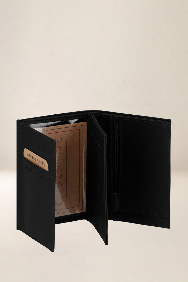 Portefeuille medium en cuir pleine fleur ACHILLE coloris noir, vue intérieure n°4 – Ateliers Fourès