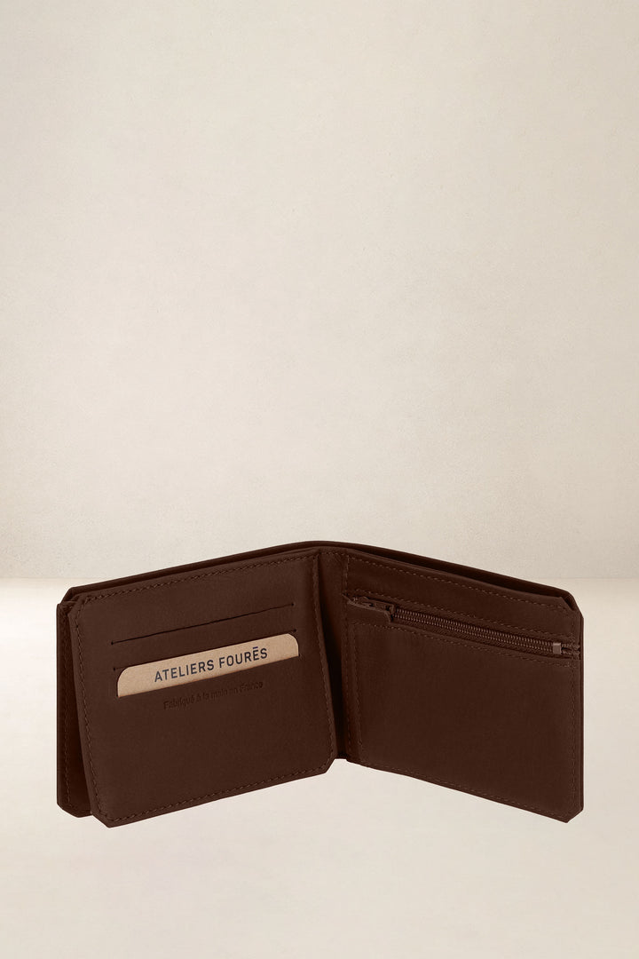 Portefeuille medium en cuir pleine fleur ULYSSE coloris cognac, vue intérieure n°3 – Ateliers Fourès
