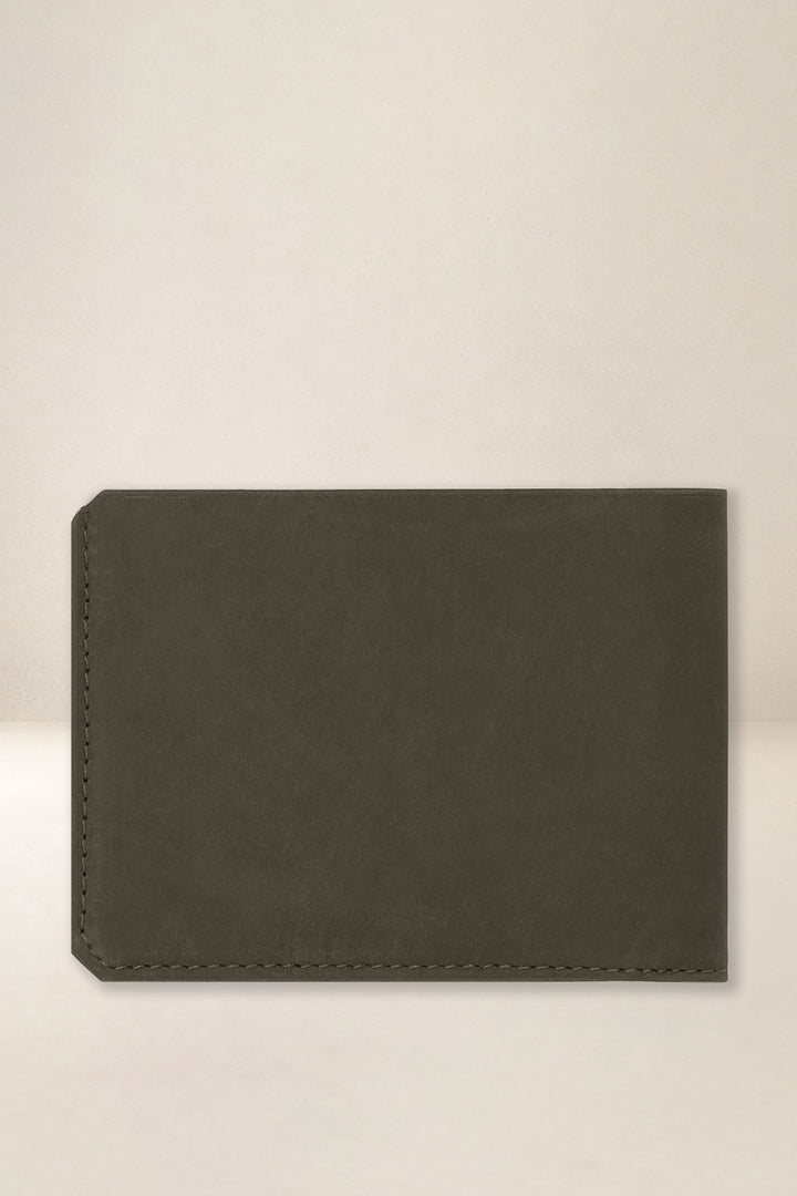 Portefeuille medium en cuir pleine fleur ULYSSE coloris bronze, vue de dos – Ateliers Fourès