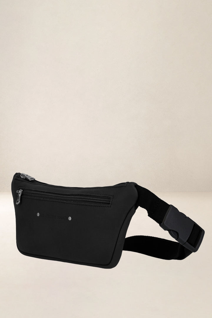 Holster en cuir pleine fleur OURÉA coloris noir, vue de profil – Ateliers Fourès