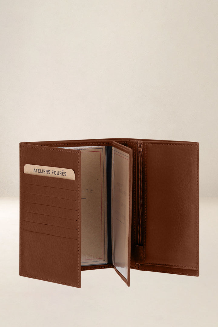Grand portefeuille en cuir pleine fleur PROMÉTHÉE coloris fauve, vue intérieure n°4 – Ateliers Fourès