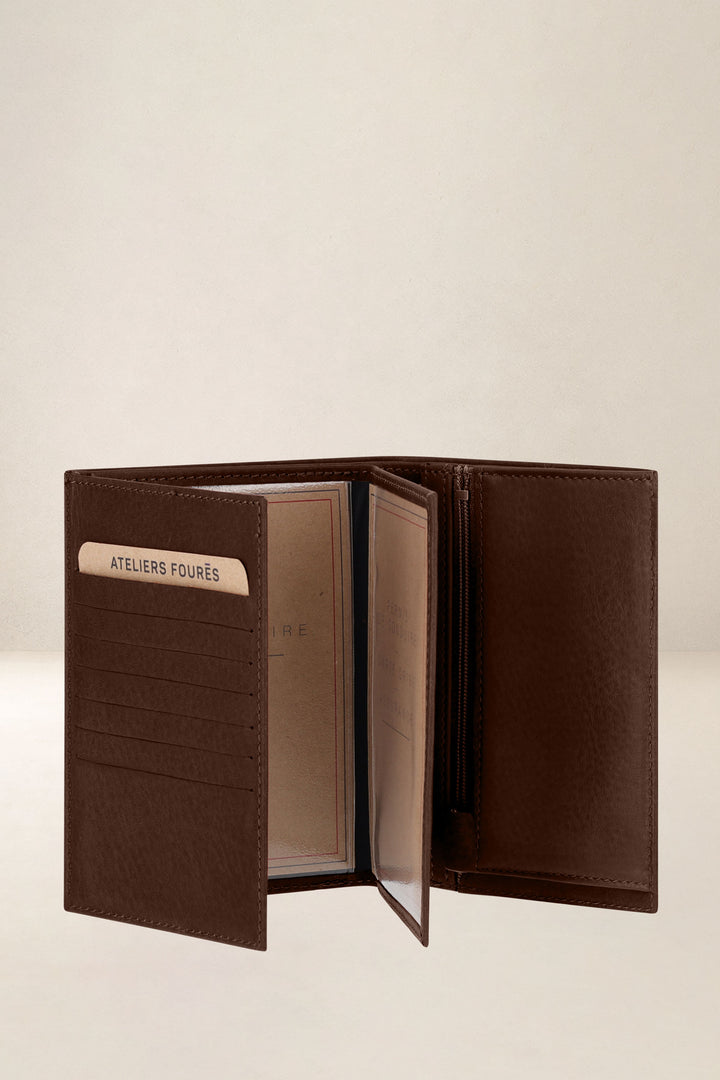 Grand portefeuille en cuir pleine fleur PROMÉTHÉE coloris cognac, vue intérieure n°4 – Ateliers Fourès
