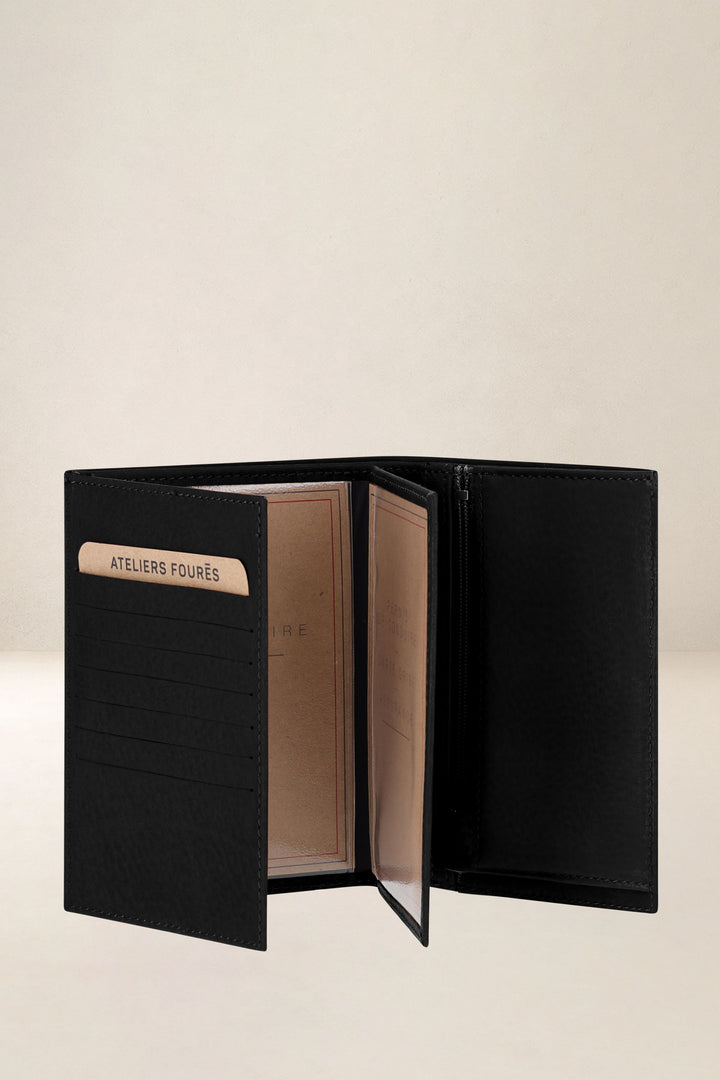 Grand portefeuille en cuir pleine fleur PROMÉTHÉE coloris noir, vue intérieure n°4 – Ateliers Fourès
