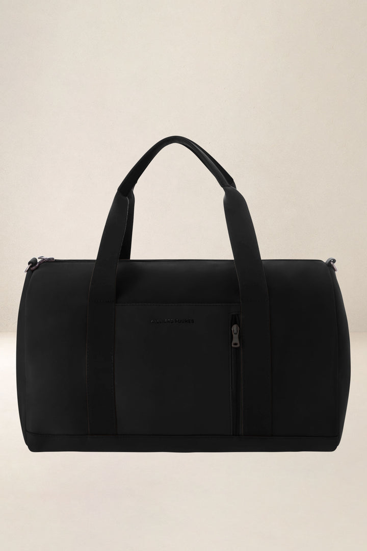 Sac de voyage en cuir pleine fleur ARGOS coloris noir, vue d’ensemble – Ateliers Fourès