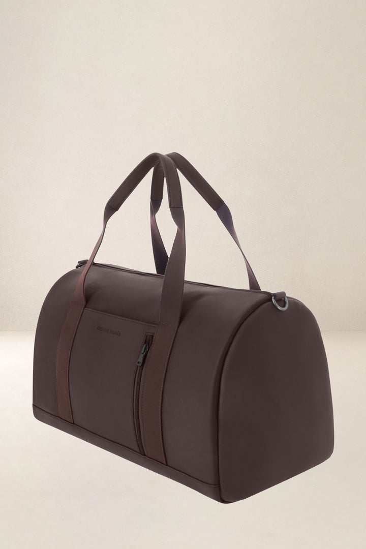 Sac de voyage en cuir pleine fleur ARGOS coloris mustang, vue de profil – Ateliers Fourès
