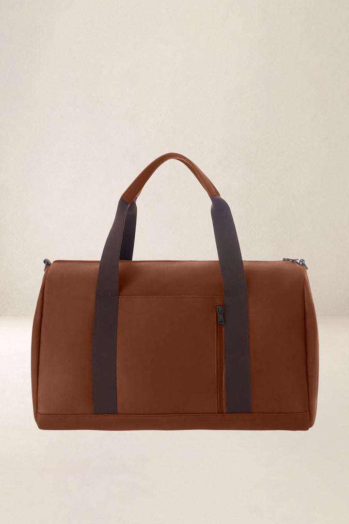 Sac de voyage en cuir pleine fleur ARGOS coloris fauve, vue de dos – Ateliers Fourès